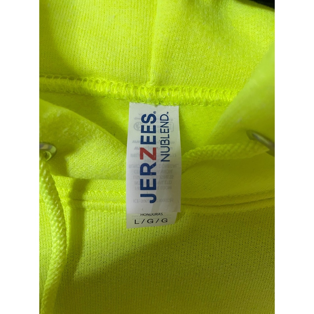 Jerzees Hoodie Mens Large Neon Yellow New Fleece Pullover NuBlend Sweatshirt - Picture 3 of 3